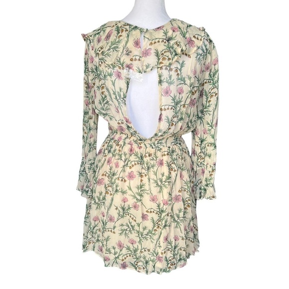 Free People - NWOT Ruffle Me Up 3/4 Sleeve Chiffon Floral Mini Dress Sz Xs - Picture 6 of 8